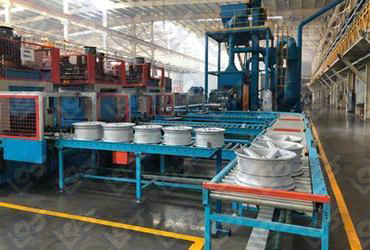 Wheel hub and tire conveyor line